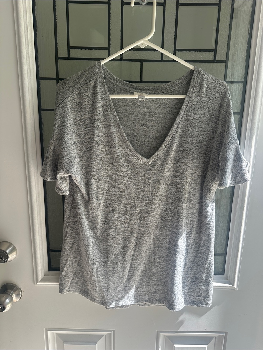 a new day Heather Gray V-Neck Short Sleeve Top